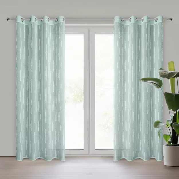 Zasłona na przelotkach 140x250 ALENI miętowa z aplikacją w sopelki