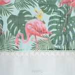 Zasłona gotowa na taśmie 140x250 BOTANIC biała z drukowanym wzorem liści i flamingów - 5
