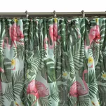 Zasłona gotowa na taśmie 140x250 BOTANIC biała z drukowanym wzorem liści i flamingów - 4