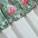 Zasłona gotowa na taśmie 140x250 BOTANIC biała z drukowanym wzorem liści i flamingów - 3