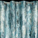 Zasłona na przelotkach 140x250 MALIA welwetowa turkusowa z metalicznym nadrukiem - 4