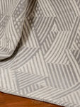 Koc bawełniany 150x200 1382-1 popielaty w geometryczny wzór wykończony szydełkiem - 2