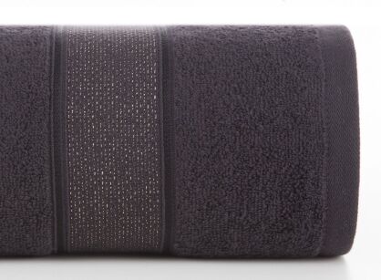 Ręcznik bawełniany 30x50 LIANA czarny zdobiony bordiurą z błyszczącą nicią