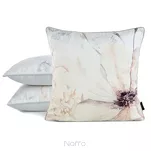 Poszewka welwetowa 45x45 VELVET 128 kremowa z designerskim beżowym wzorem kwiatów obszyta lamówką - 2