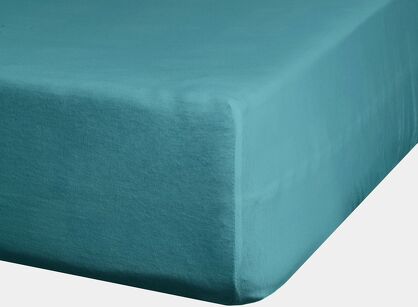 Prześcieradło z satyny bawełnianej z gumką NOVA 3 turkusowe 180x200