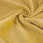 Ręcznik 50x90 FRIDA musztardowy z fakturą kosteczki i szeroką welurową bordiurą 500 g/m2 - 3