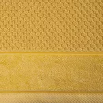 Ręcznik 50x90 FRIDA musztardowy z fakturą kosteczki i szeroką welurową bordiurą 500 g/m2 - 2