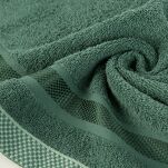 Ręcznik 100x150 ABBIE ciemna zieleń  z żakardową błyszczącą bordiurą w pasy z delikatną krateczką 500 g/m2 - 2