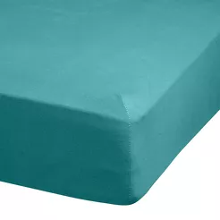 Prześcieradło z bawełny jersey z gumką ADELA turkusowe 160x200 z kolekcji Ella Line