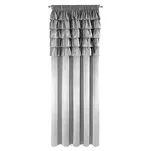 Zasłona na taśmie 140x270 AURA welwetowa srebrna jednokolorowa zdobiona w górnej części falbanami - 6