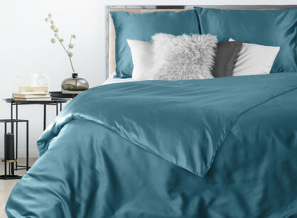 Pościel satynowa 160x200 NOVA 3 jednokolorowa gładka turkusowa