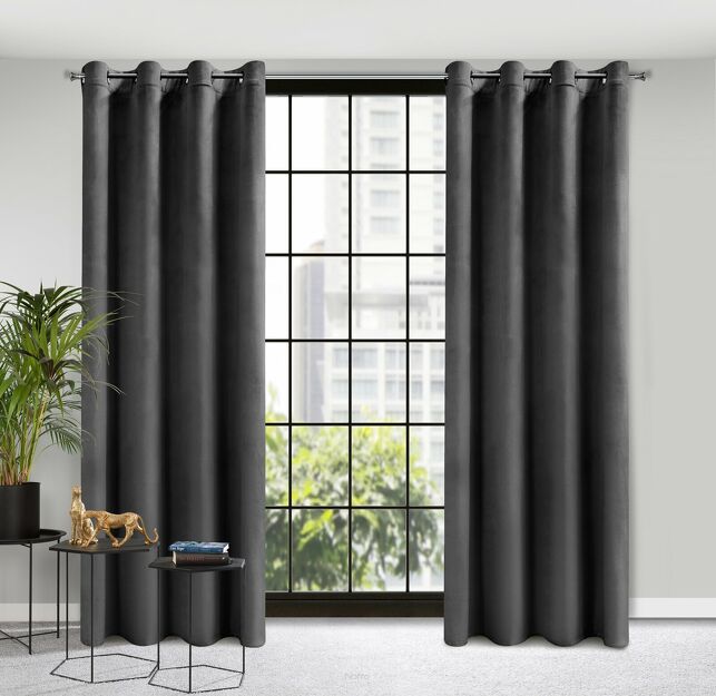 Zasłona na przelotkach 140x250 ROSA welwetowa czarna Design 91