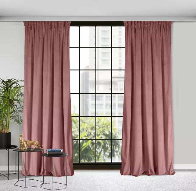 Zasłona gotowa na taśmie 140x270 ROSA welwetowa ciemny róż Design 91