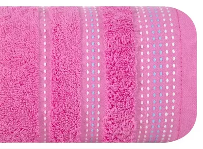 Ręcznik 30x50 POLA amarantowy z kolorową bordiurą zakończoną stebnowaniem 500 g/m2