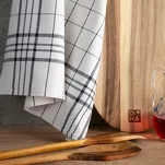 Ścierka kuchenna 50x70 CHECK stalowa w kratkę z bawełny - 3