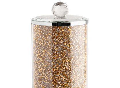 Pojemnik dekoracyjny fi 10x17 VENTOSA złoty srebrny z kryształkami