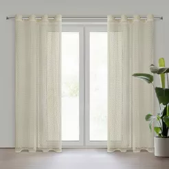 Firana na przelotkach 140x250 MIRELLA beżowa o strukturze siatki