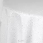 Obrus elegancki okrągły fi 150 ELLEN biały w drobne kropeczki z ozdobną listwą połyskujący srebrną nicią - 4