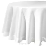 Obrus elegancki okrągły fi 150 ELLEN biały w drobne kropeczki z ozdobną listwą połyskujący srebrną nicią - 2