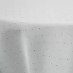 Obrus elegancki okrągły fi 150 ELLEN biały w drobne kropeczki z ozdobną listwą połyskujący srebrną nicią - 3