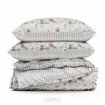 Pościel satynowa 140x200 RAYA 2 biała beżowa wzór roślinny - 7