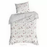 Pościel satynowa 140x200 RAYA 2 biała beżowa wzór roślinny - 5