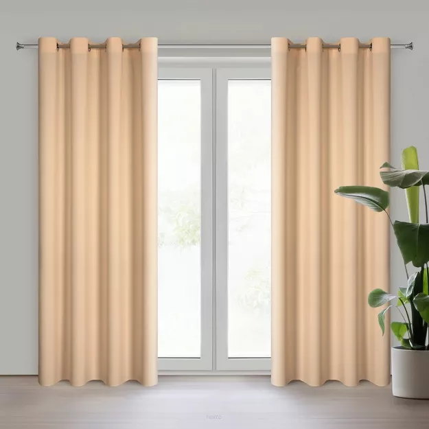 Zasłona na przelotkach 140x250 RITA jednokolorowa brzoskwinia z miękkiej tkaniny