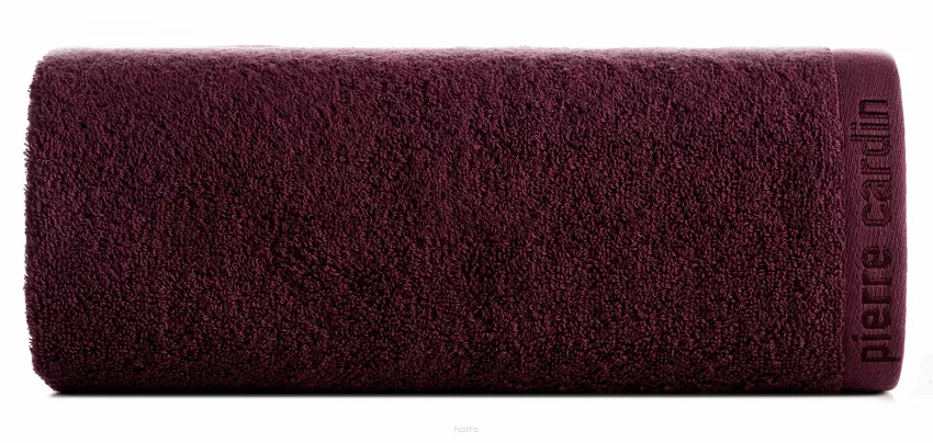 Ręcznik 50x90 EVI Pierre Cardin burgund zdobiony bordiurą w kolorze ręcznika z logo marki