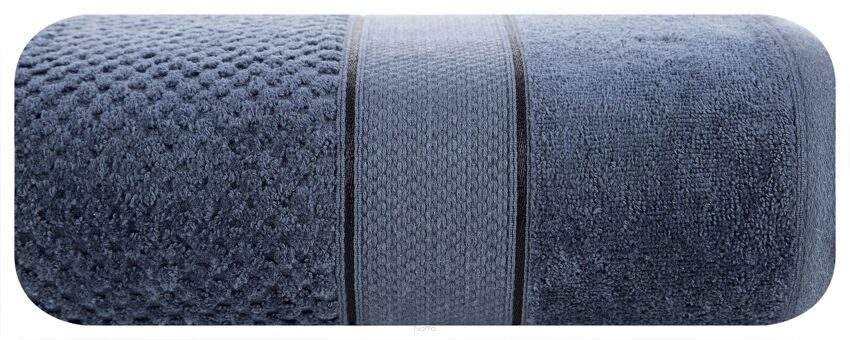 Ręcznik 90x150 JESSI granatowy z fakturą krateczki i gładką welurową bordiurą