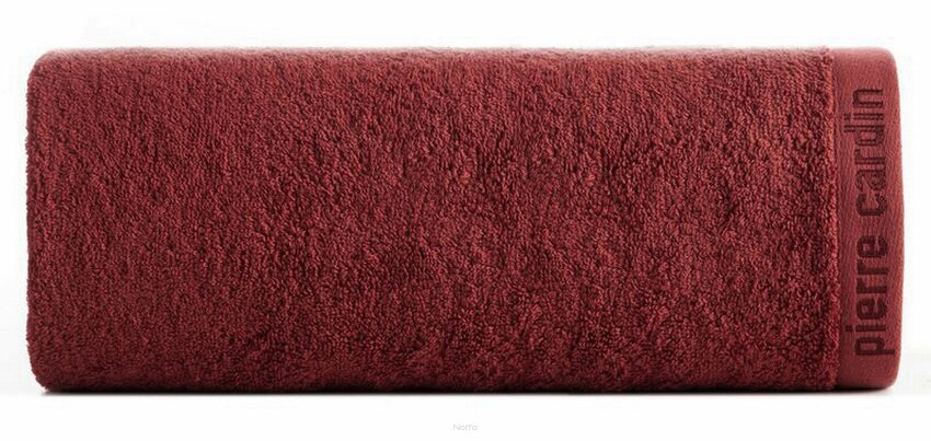 Ręcznik 50x90 EVI Pierre Cardin ceglany zdobiony bordiurą w kolorze ręcznika z logo marki