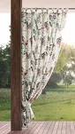 Zasłona na taras 155x220 GARDEN 2 na szelkach zapinanymi na rzepy biała z stalowym wzorem kwiatowym wodoodporna - 2