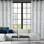 Zasłona na przelotkach 140x250 SANCY zaciemniająca typu dimout srebrna ze złotym i srebrnym nadrukiem - 8