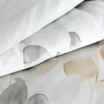 Pościel satynowa 160x200 SPRING 94 biała z wzorem popielatych liści z kolekcji Classic - 3