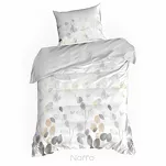 Pościel satynowa 160x200 SPRING 94 biała z wzorem popielatych liści z kolekcji Classic - 5