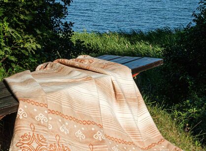 Koc bawełniany 150x200 0597-1 beżowy z frędzlami