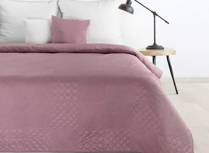 Narzuta jednokolorowa 170x210 BONI 5 różowa pikowana w geometryczny wzór Design 91