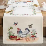 Bieżnik wielkanocny 40x100 1287 gobelinowy naturalny czerwony kurki - 5