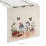 Bieżnik wielkanocny 40x100 1287 gobelinowy naturalny czerwony kurki - 6
