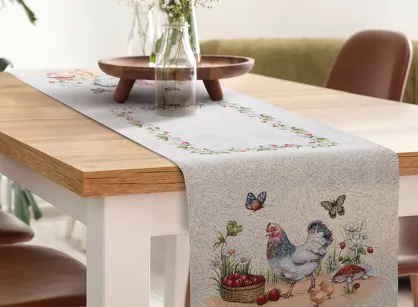 Bieżnik wielkanocny 40x100 1287 gobelinowy naturalny czerwony kurki
