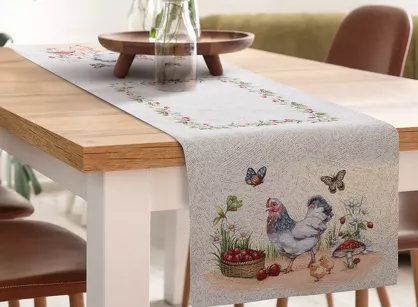 Bieżnik wielkanocny 40x100 1287 gobelinowy naturalny czerwony kurki