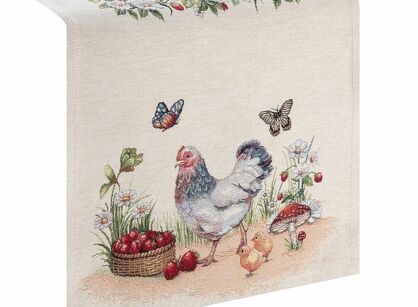 Bieżnik wielkanocny 40x100 1287 gobelinowy naturalny czerwony kurki