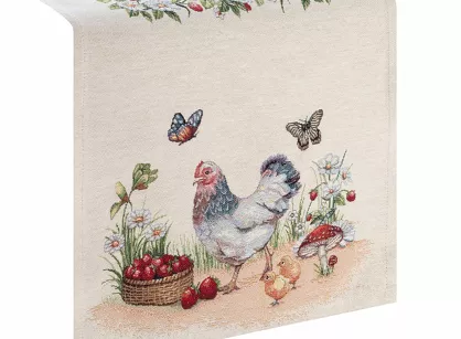 Bieżnik wielkanocny 40x100 1287 gobelinowy naturalny czerwony kurki