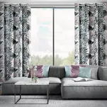 Zasłona na przelotkach welwetowa 140x250 MALIBU zielona botaniczna ze srebrnym nadrukiem - 9