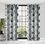 Zasłona na przelotkach welwetowa 140x250 MALIBU zielona botaniczna ze srebrnym nadrukiem - 5