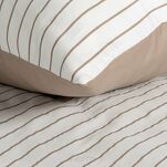 Pościel satynowa 160x200 RAYA biała beżowa w paseczki - 2