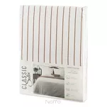 Pościel satynowa 160x200 RAYA biała beżowa w paseczki - 8