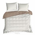 Pościel satynowa 160x200 RAYA biała beżowa w paseczki - 7
