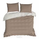 Pościel satynowa 160x200 RAYA biała beżowa w paseczki - 6