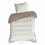 Pościel satynowa 160x200 RAYA biała beżowa w paseczki - 5