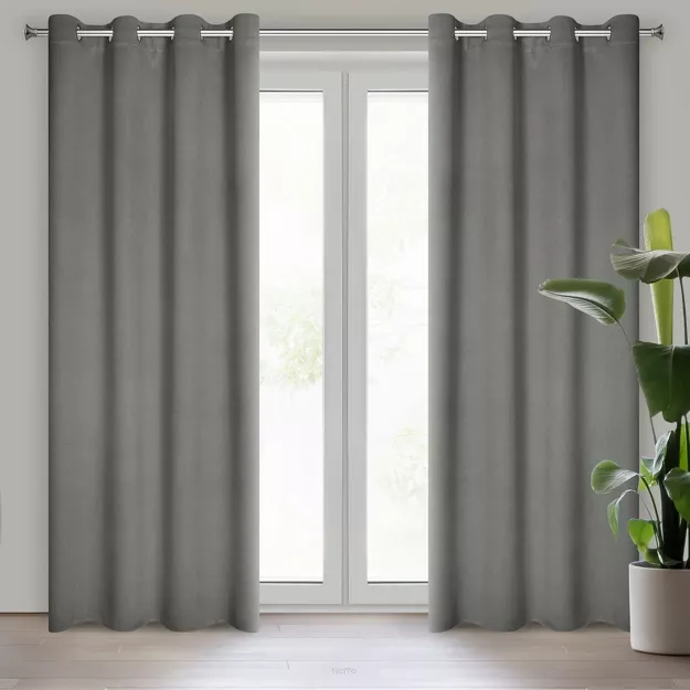 Zasłona na przelotkach 135x250 CARLO zaciemniająca popielata jednokolorowa strukturalna